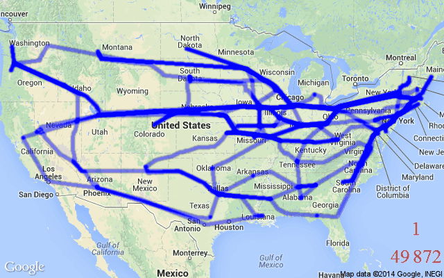 Animated illustration of the Travelling Salesperson Problem