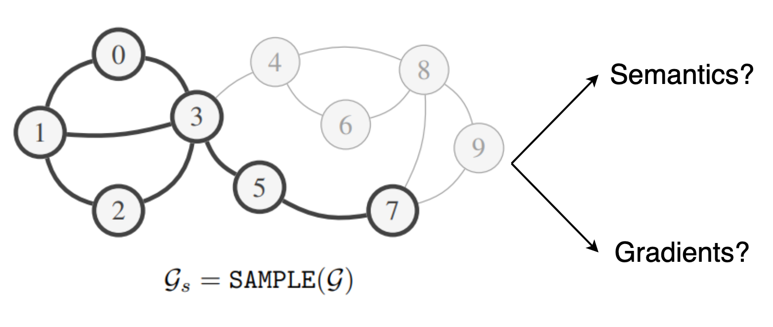 Diagram of graph sampling procedures that aim to retain semantics and gradient information